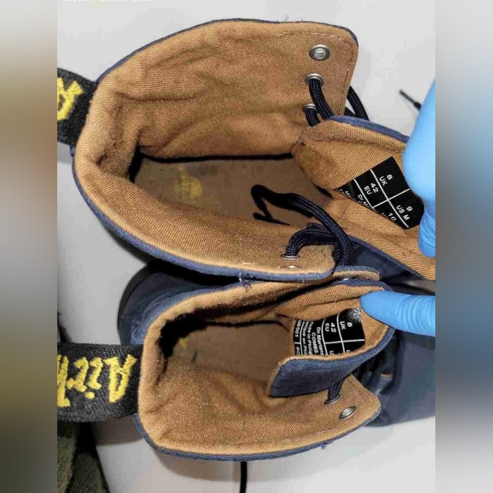 Dr. Martens Combs AirWair Blue Canvas Blue Denim Combat Boots Men 9 Women 10 - Picture 5 of 8